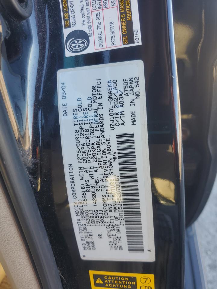 2005 Toyota Land Cruiser VIN: JTEHT05J852070087 Lot: 82571845