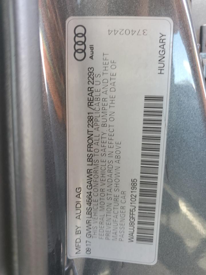 2018 Audi A3 Premium Plus VIN: WAUJ8GFF5J1021985 Lot: 90677285