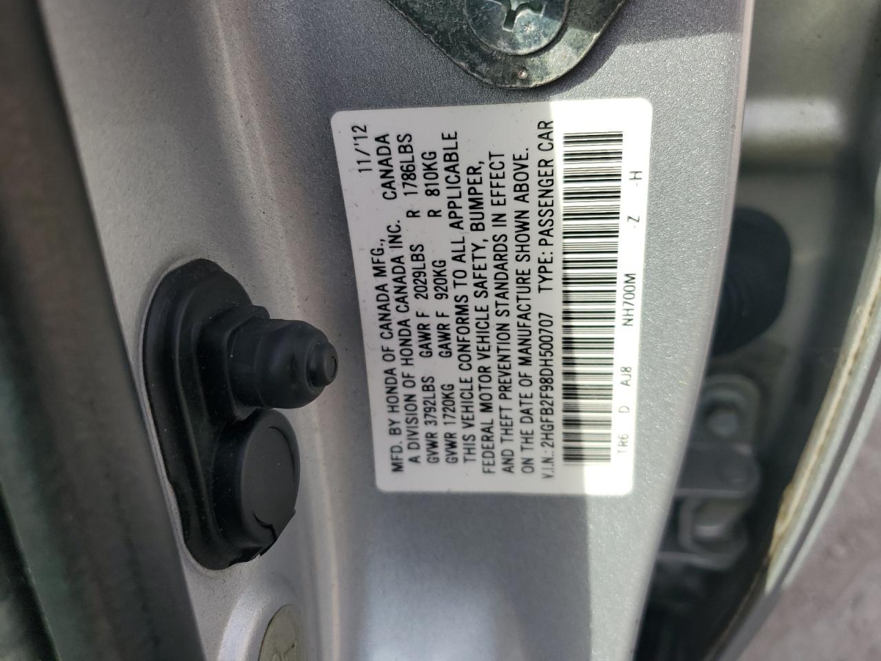 2013 Honda Civic Exl VIN: 2HGFB2F98DH500707 Lot: 84056805