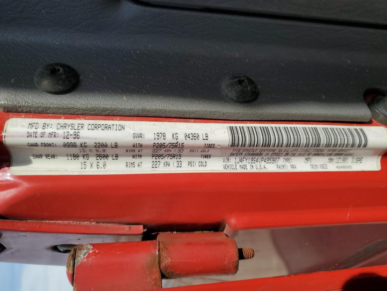 1997 Jeep Wrangler / Tj Sport VIN: 1J4FY19S4VP495907 Lot: 87231375