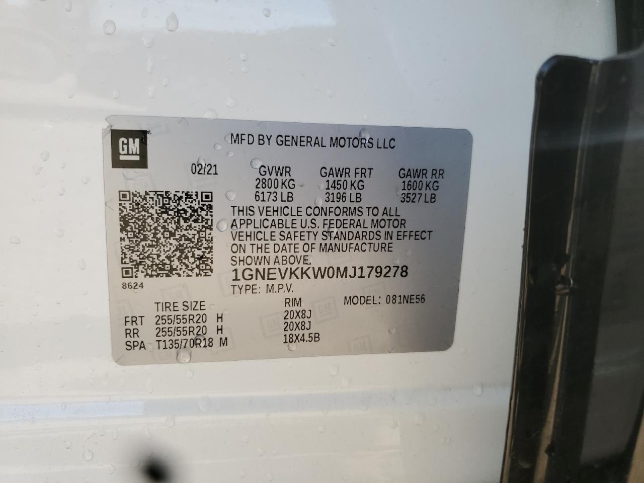 2021 Chevrolet Traverse Premier VIN: 1GNEVKKW0MJ179278 Lot: 84952265