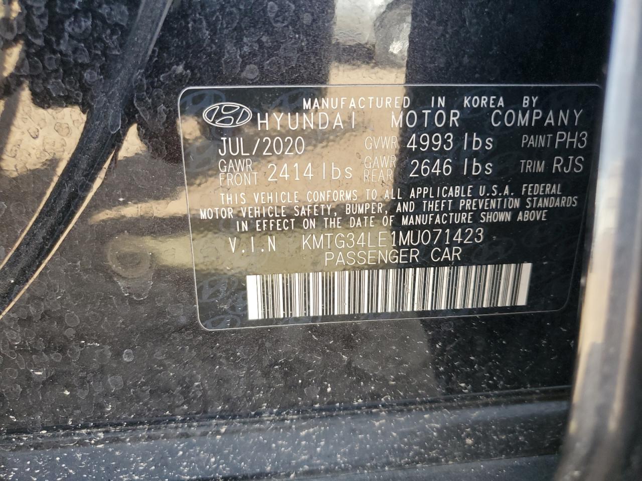 2021 Genesis G70 Prestige VIN: KMTG34LE1MU071423 Lot: 81969985