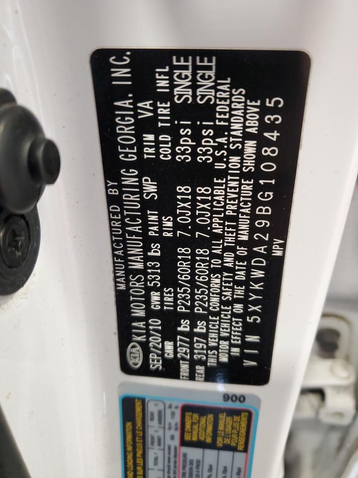 2011 Kia Sorento Sx VIN: 5XYKWDA29BG108435 Lot: 84873675