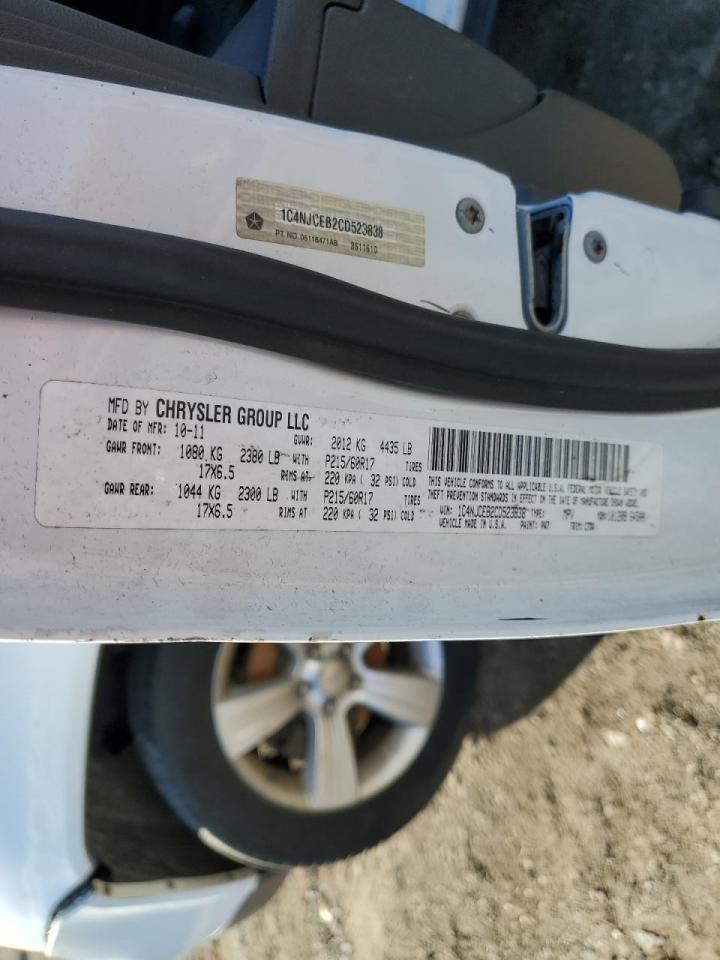 2012 Jeep Compass Latitude VIN: 1C4NJCEB2CD523838 Lot: 89530205