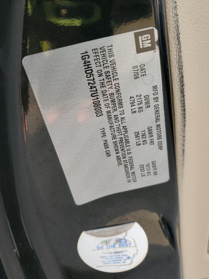 2007 Buick Lucerne Cxl VIN: 1G4HD57247U108003 Lot: 85280485