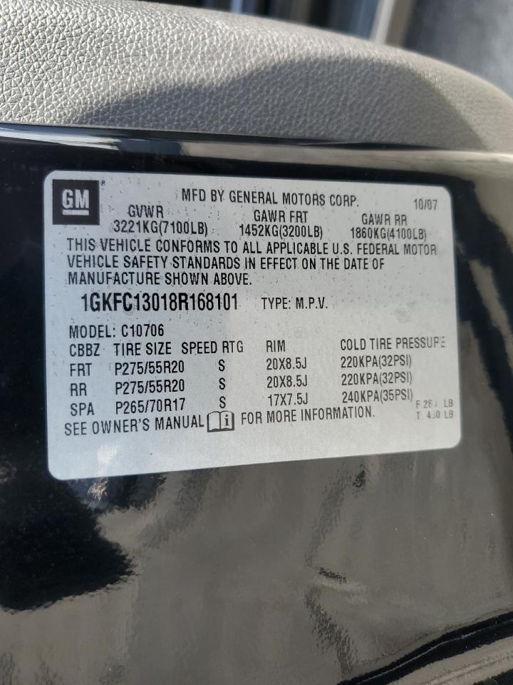 2008 GMC Yukon VIN: 1GKFC13018R168101 Lot: 85711705