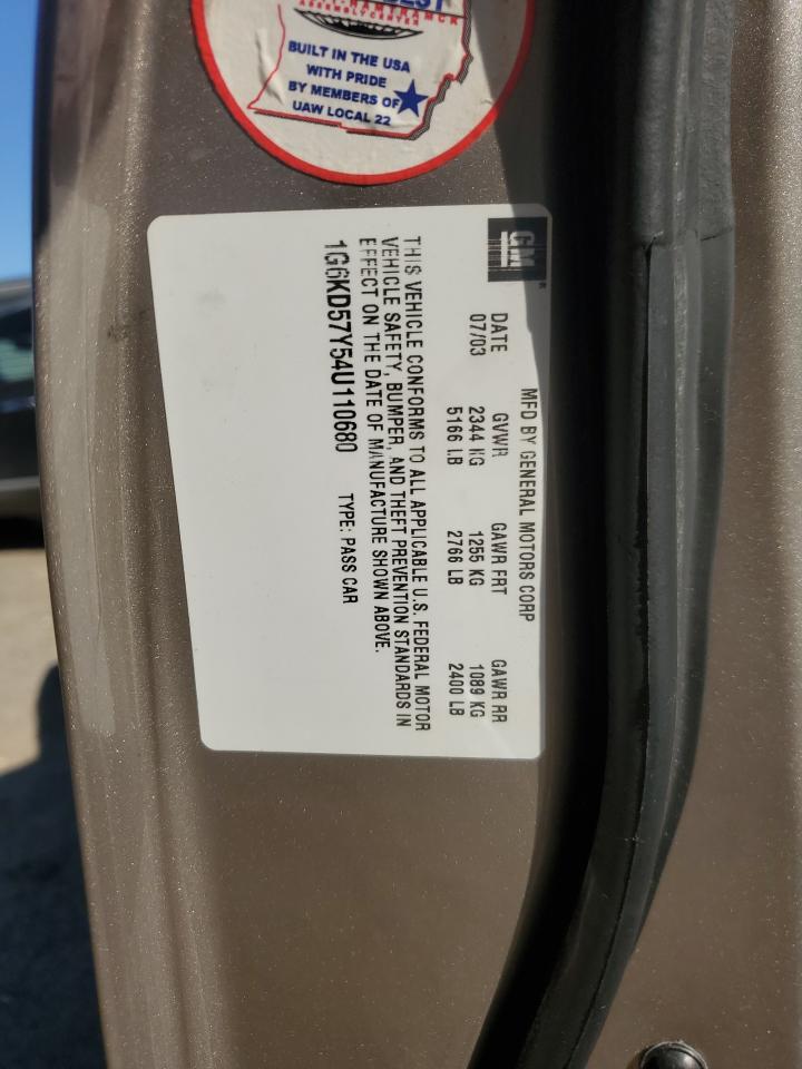 2004 Cadillac Deville VIN: 1G6KD57Y54U110680 Lot: 86159205