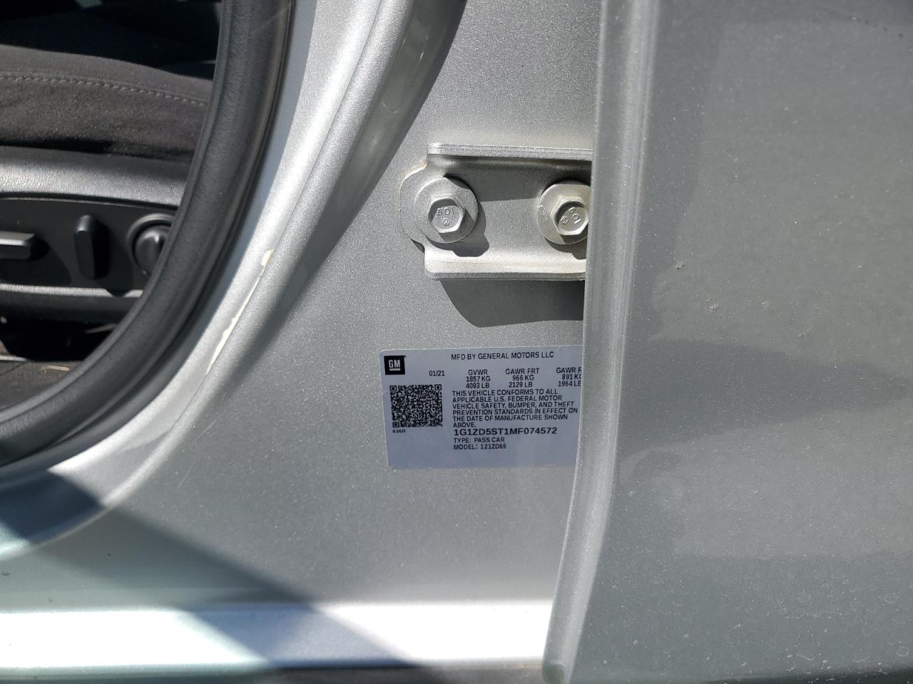 2021 Chevrolet Malibu Lt VIN: 1G1ZD5ST1MF074572 Lot: 84472995