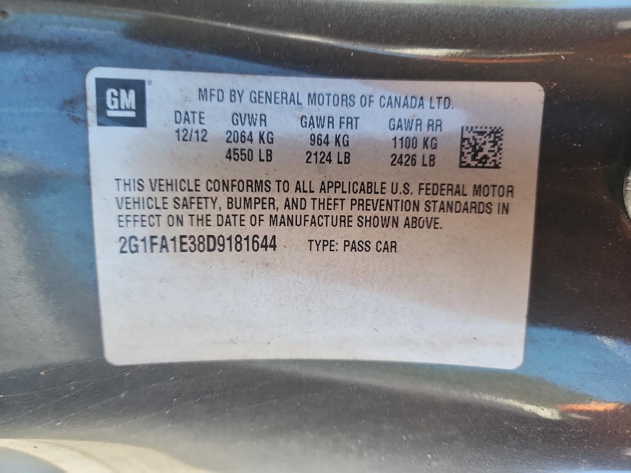 2013 Chevrolet Camaro Ls VIN: 2G1FA1E38D9181644 Lot: 82650725