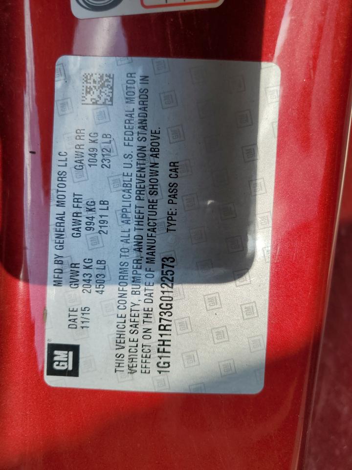 2016 Chevrolet Camaro Ss VIN: 1G1FH1R73G0122573 Lot: 84898515