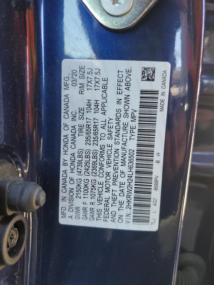 2020 Honda Cr-V Lx VIN: 2HKRW2H24LH636502 Lot: 85815145