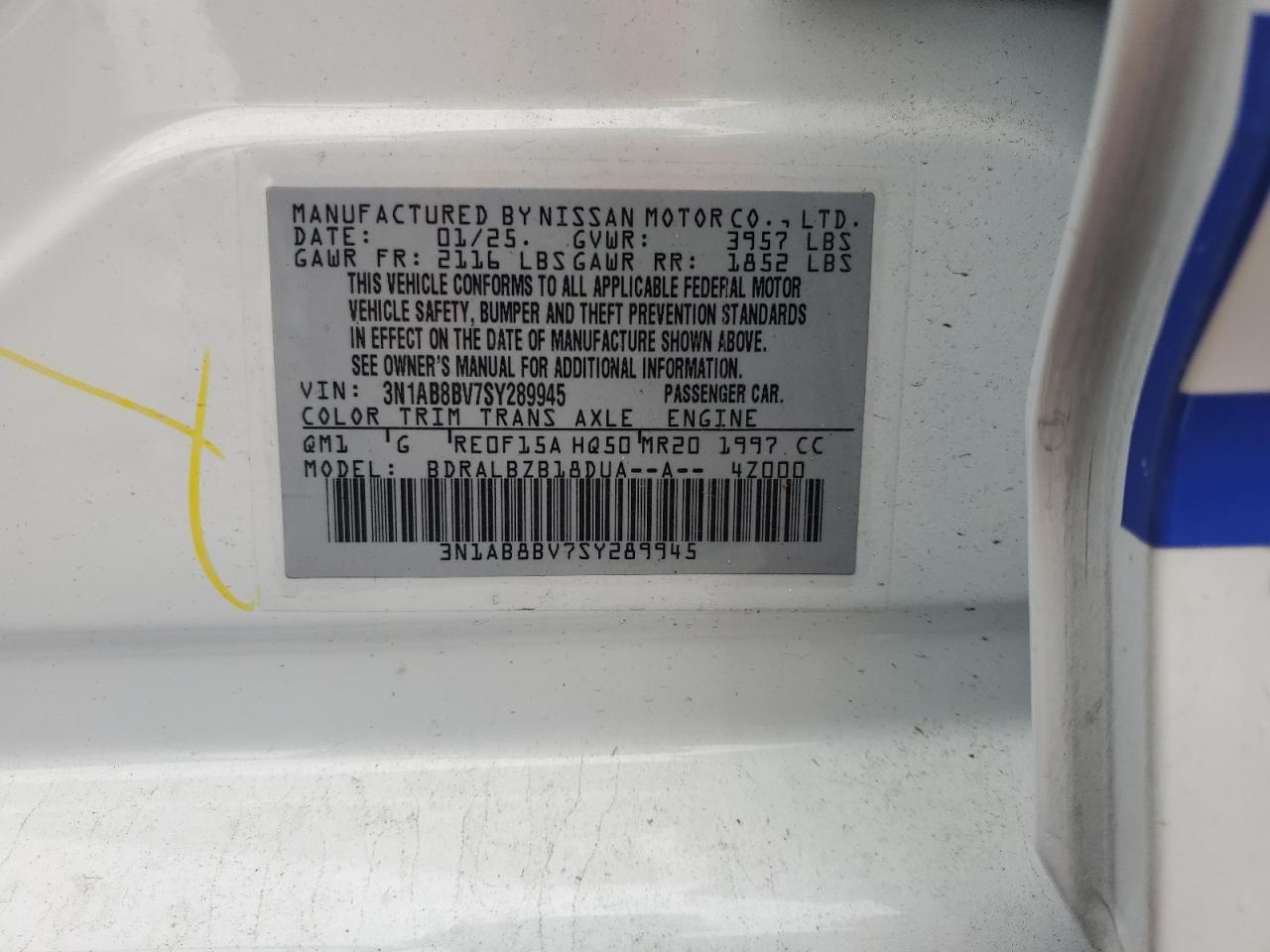 2025 Nissan Sentra S VIN: 3N1AB8BV7SY289945 Lot: 85297045