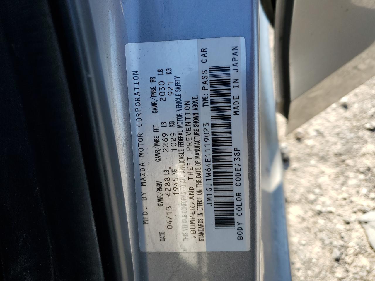 2014 Mazda 6 Grand Touring VIN: JM1GJ1W64E1119023 Lot: 89440325