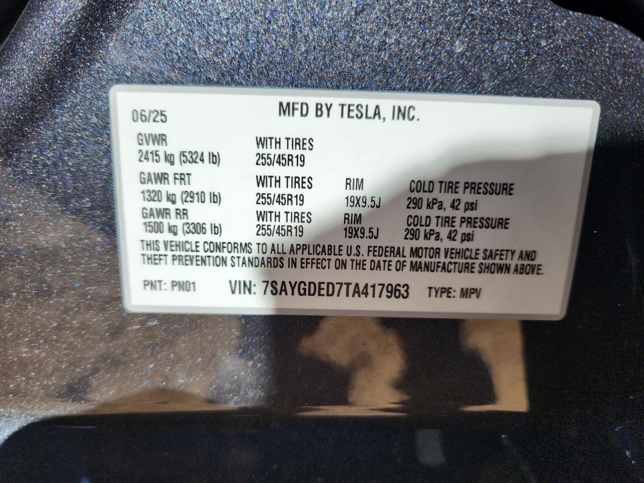 2026 Tesla Model Y VIN: 7SAYGDED7TA417963 Lot: 86883945