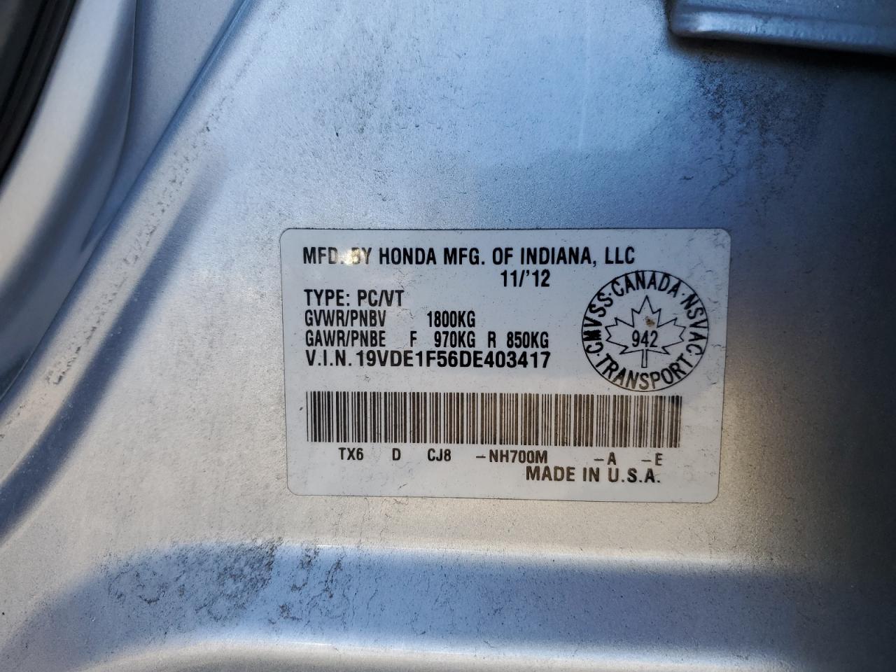 2013 Acura Ilx 20 Premium VIN: 19VDE1F56DE403417 Lot: 85135065