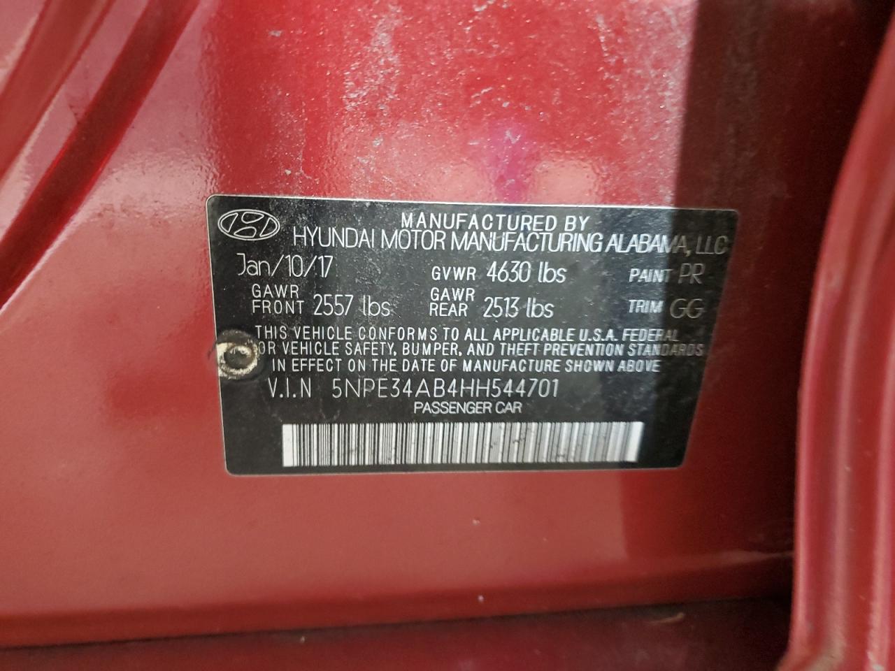 2017 Hyundai Sonata Sport VIN: 5NPE34AB4HH544701 Lot: 90370785