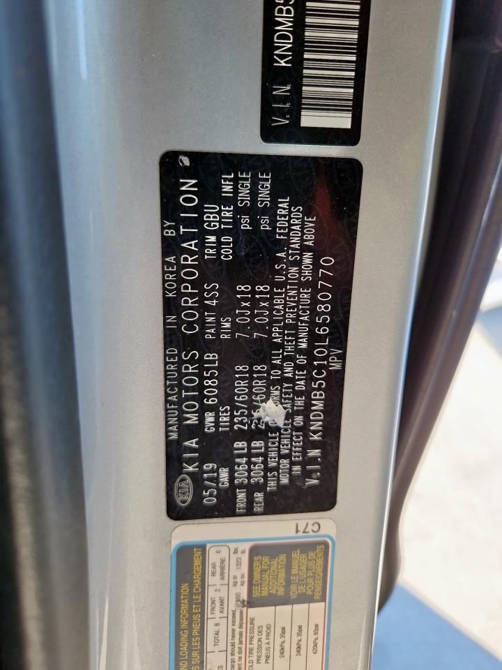 2020 Kia Sedona Lx VIN: KNDMB5C10L6580770 Lot: 86449615