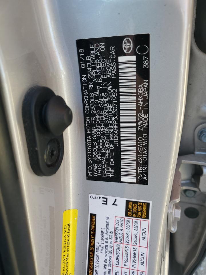 2018 Toyota Prius Prime VIN: JTDKARFP3J3071952 Lot: 86668035