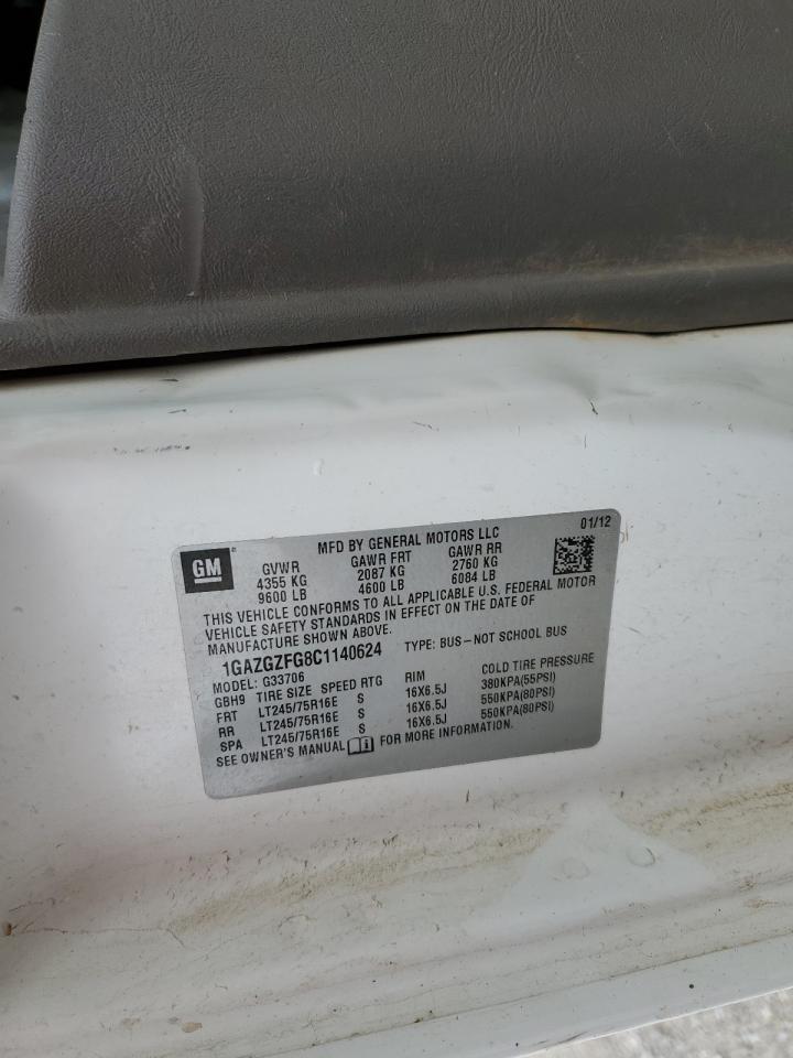 2012 Chevrolet Express G3500 Ls VIN: 1GAZGZFG8C1140624 Lot: 85881695