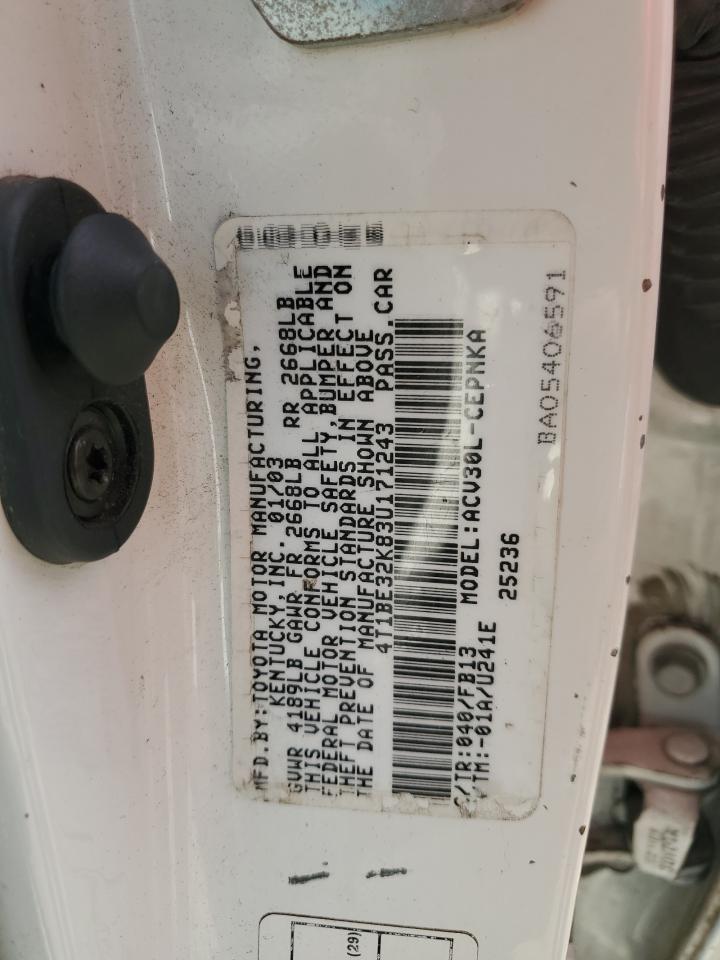 2003 Toyota Camry Le VIN: 4T1BE32K83U171243 Lot: 81398165