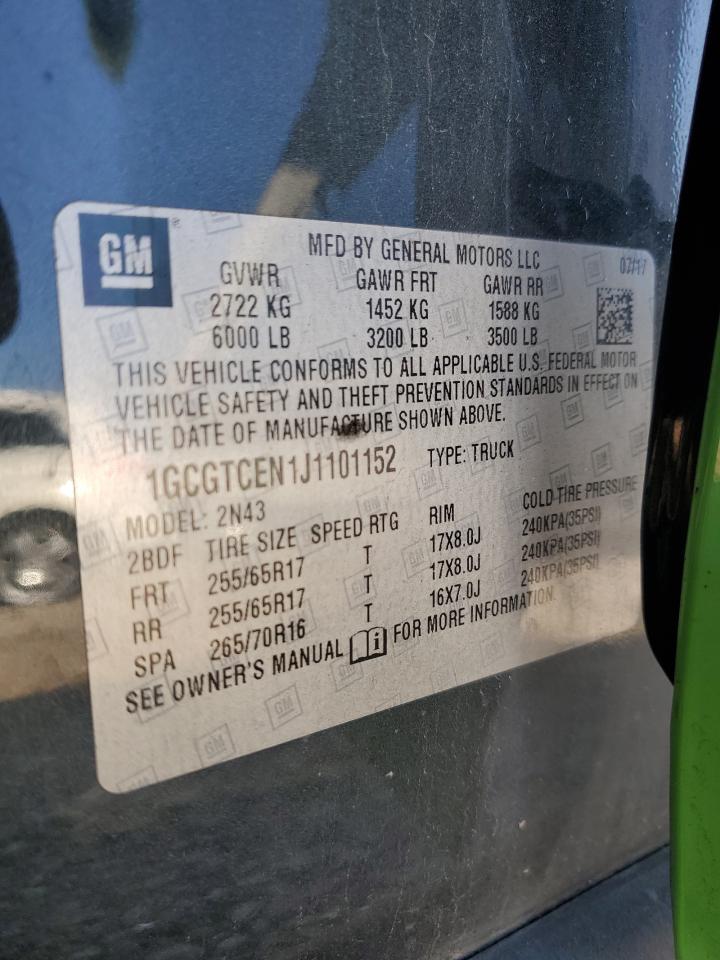 2018 Chevrolet Colorado Lt VIN: 1GCGTCEN1J1101152 Lot: 81989215