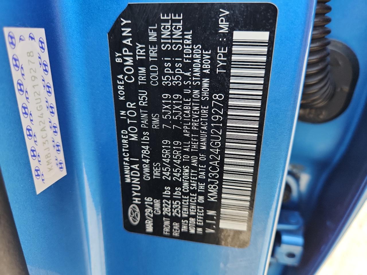 2016 Hyundai Tucson Limited VIN: KM8J3CA24GU219278 Lot: 85112805