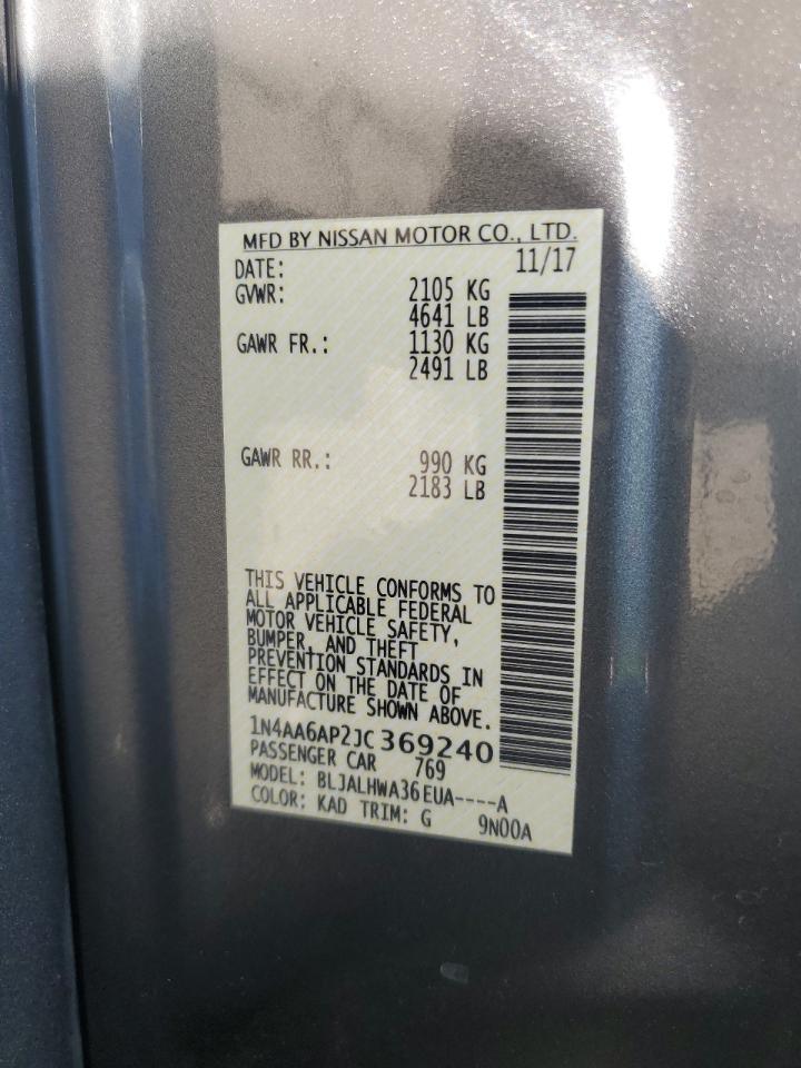 2018 Nissan Maxima 3.5S VIN: 1N4AA6AP2JC369240 Lot: 90403645