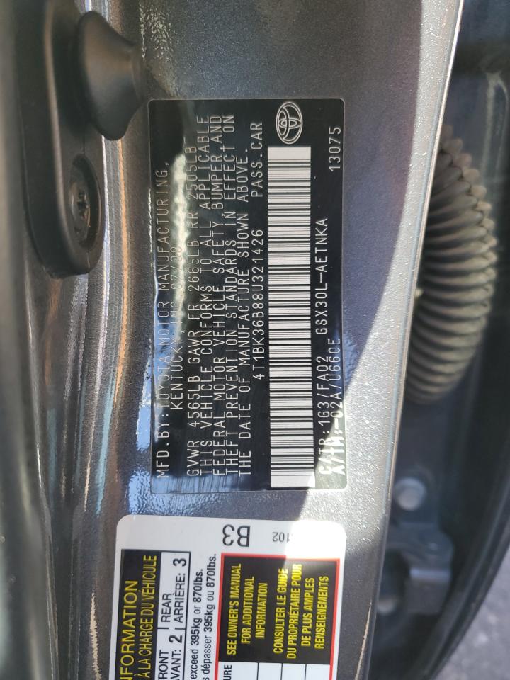 2008 Toyota Avalon Xl VIN: 4T1BK36B88U321426 Lot: 90679325