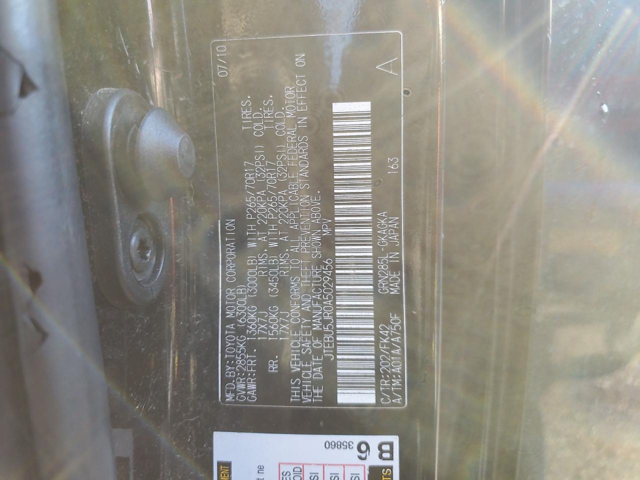 2010 Toyota 4Runner Sr5 VIN: JTEBU5JR0A5029456 Lot: 81906395