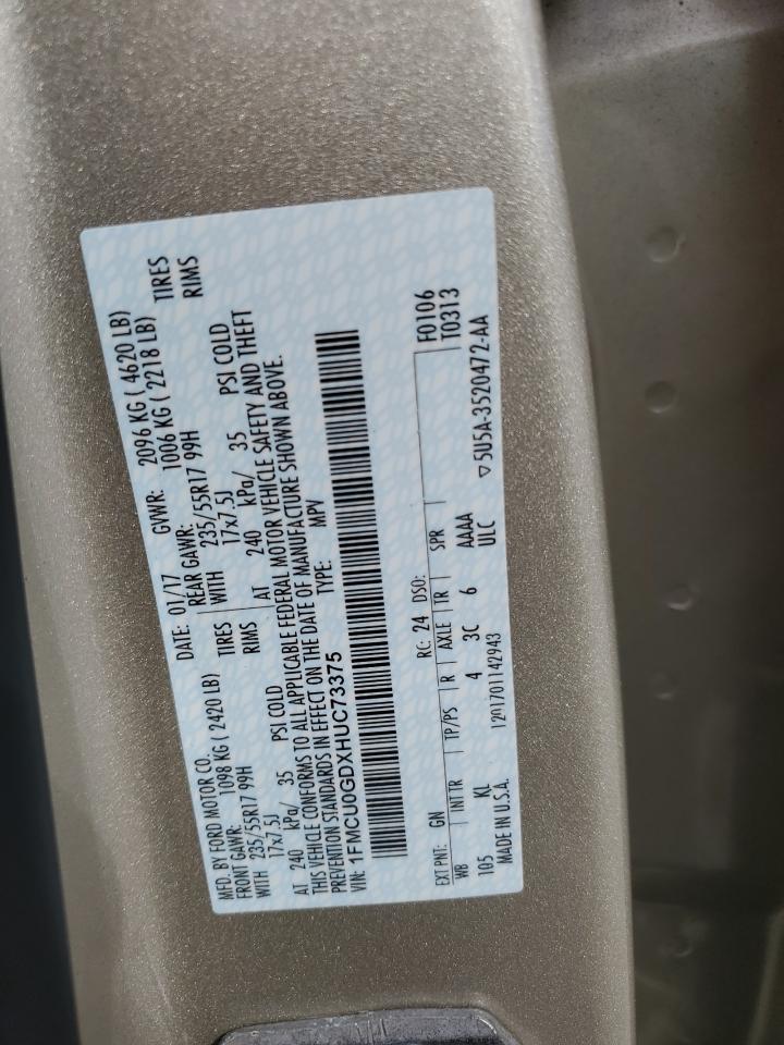 2017 Ford Escape Se VIN: 1FMCU0GDXHUC73375 Lot: 86883695