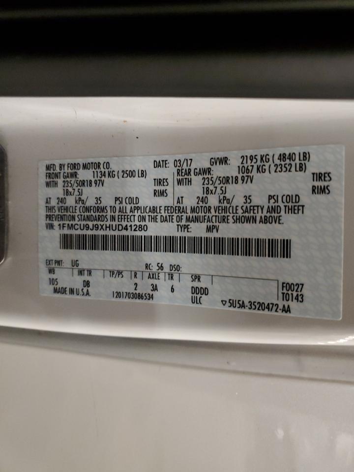 2017 Ford Escape Titanium VIN: 1FMCU9J9XHUD41280 Lot: 85514775