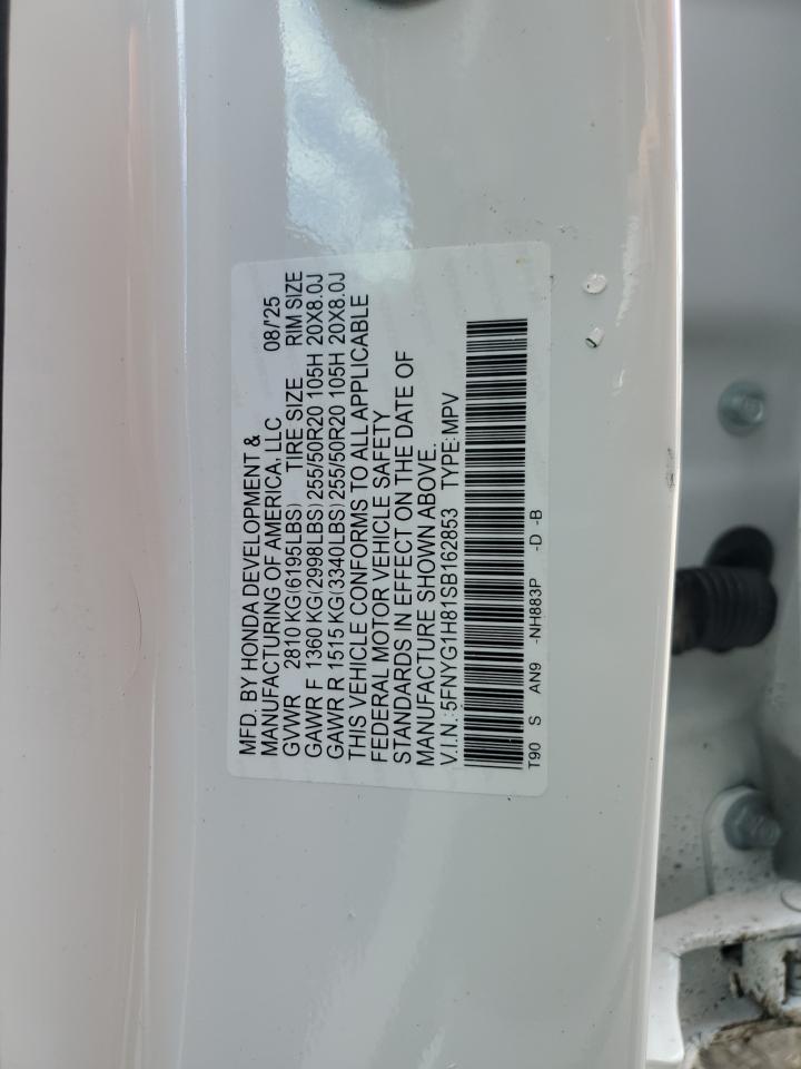 2025 Honda Pilot Elite VIN: 5FNYG1H81SB162853 Lot: 82393425