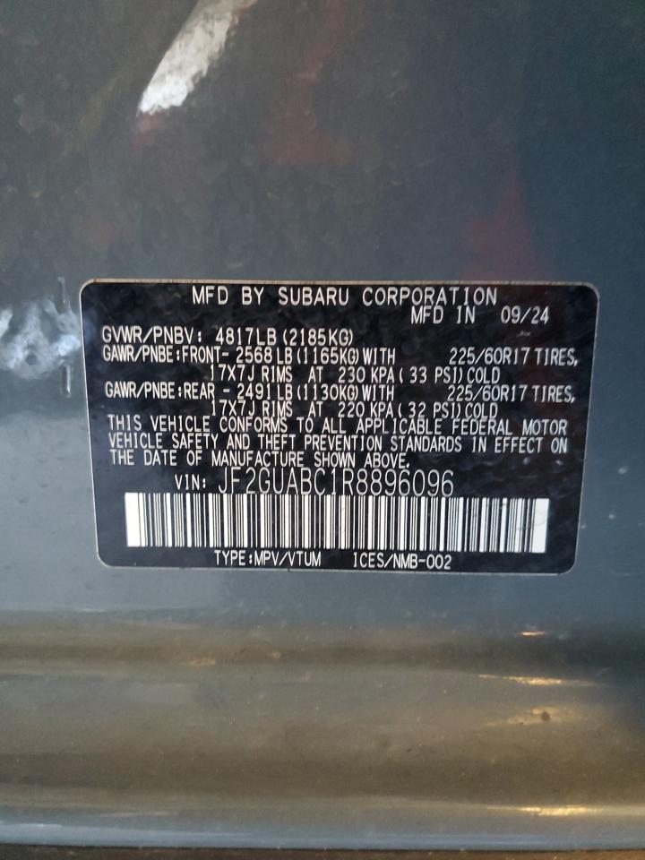 2024 Subaru Crosstrek VIN: JF2GUABC1R8896096 Lot: 90337425