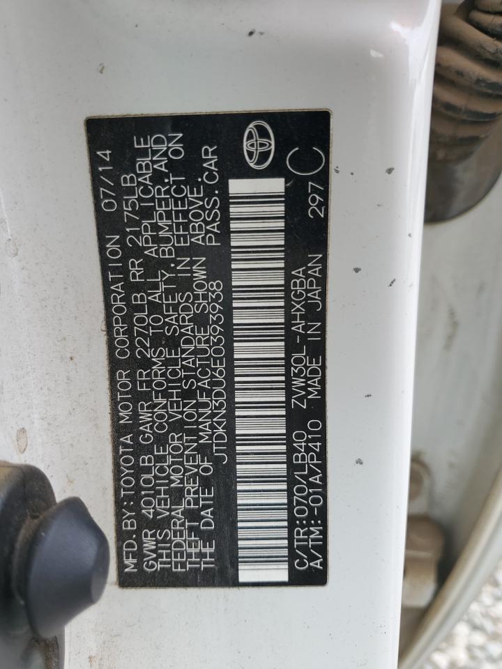 2014 Toyota Prius VIN: JTDKN3DU6E0393938 Lot: 82371595