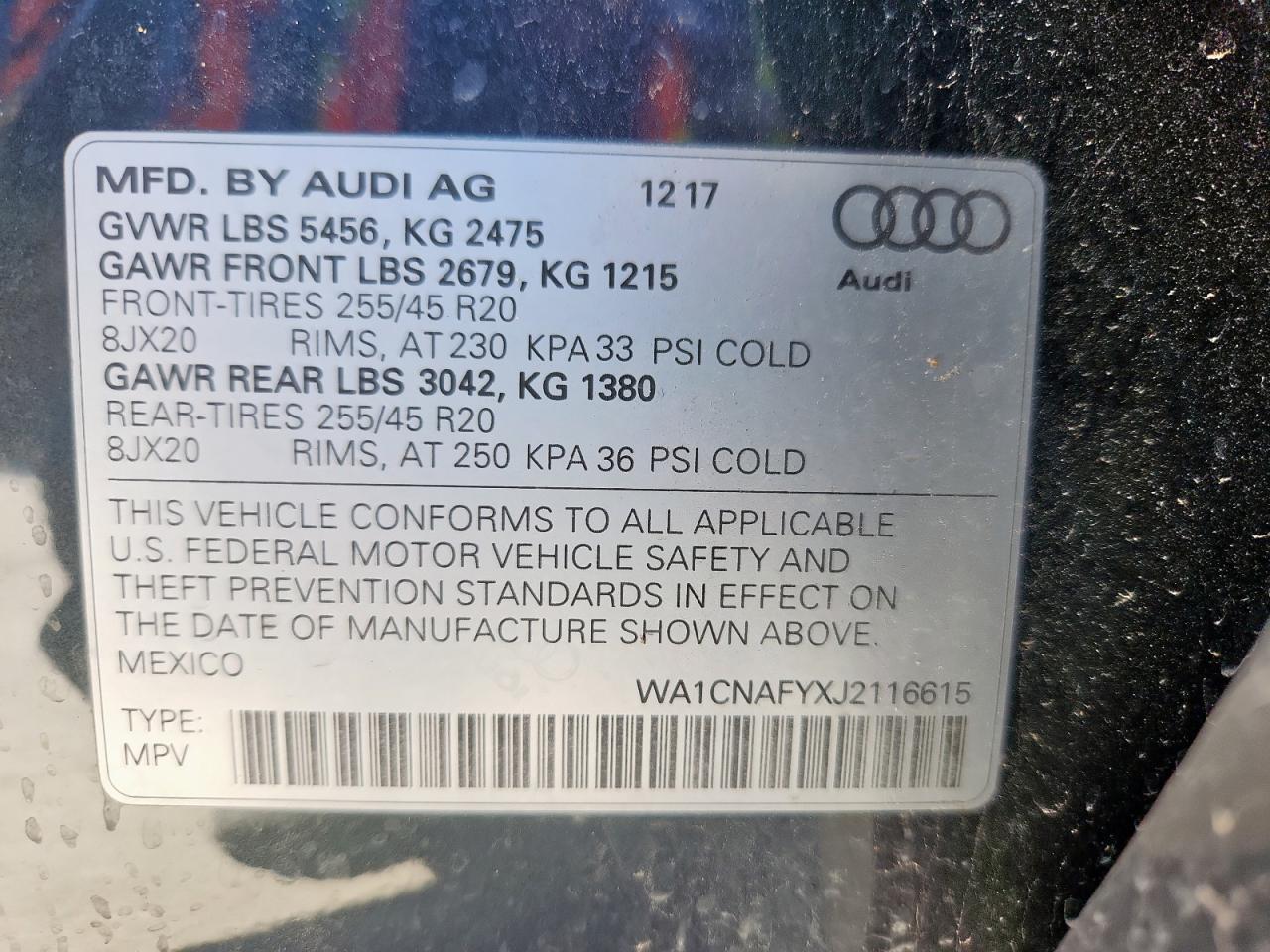 2018 Audi Q5 Prestige VIN: WA1CNAFYXJ2116615 Lot: 86804965