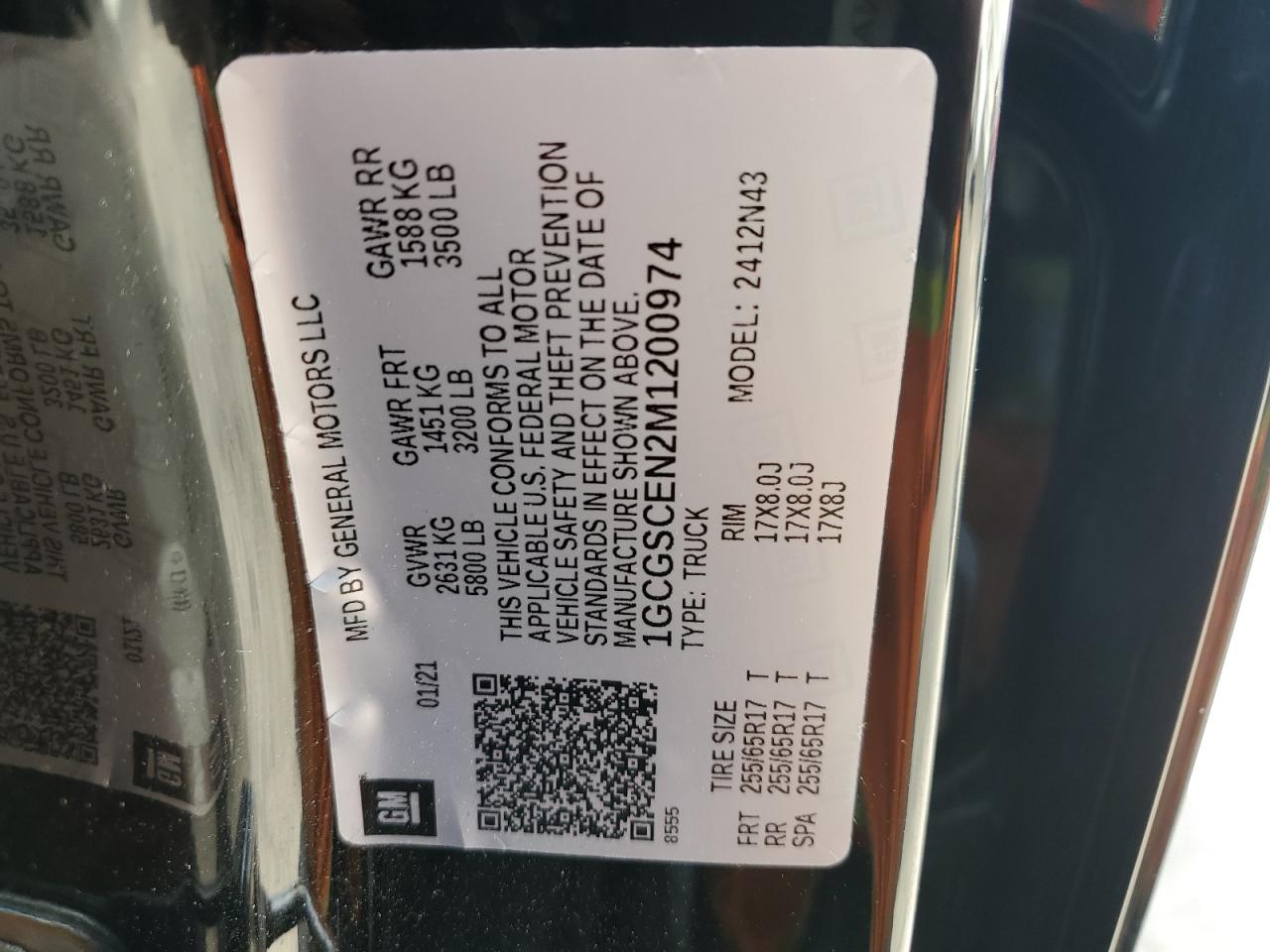 2021 Chevrolet Colorado Lt VIN: 1GCGSCEN2M1200974 Lot: 82247405