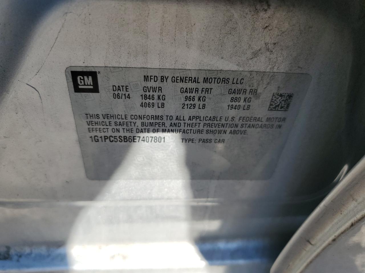 2014 Chevrolet Cruze Lt VIN: 1G1PC5SB6E7407801 Lot: 81911505