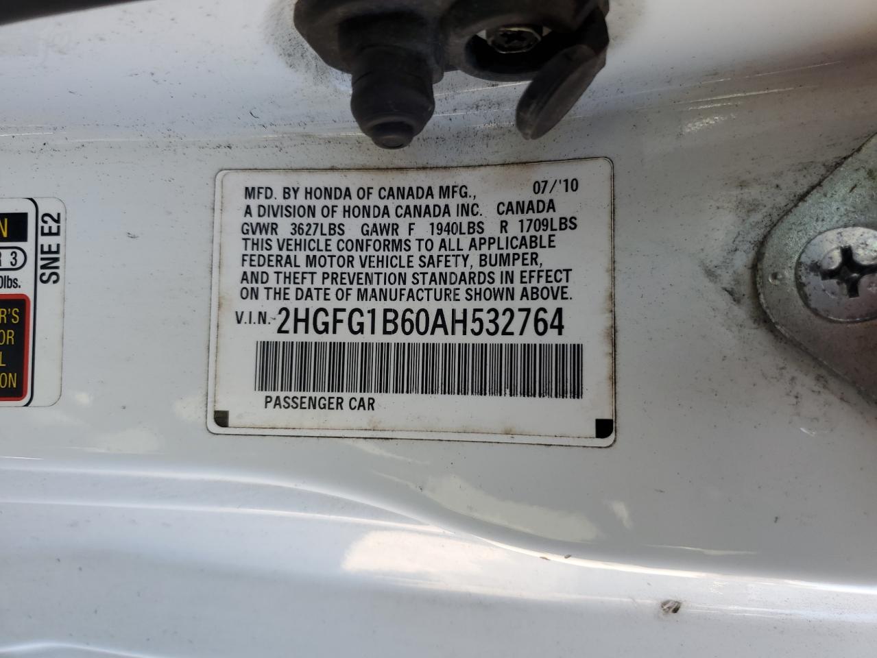 2010 Honda Civic Lx VIN: 2HGFG1B60AH532764 Lot: 81997315