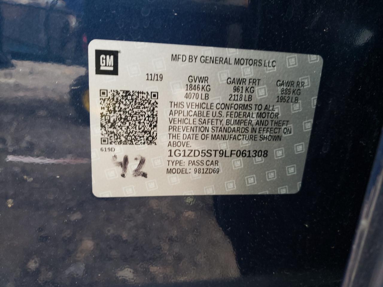 2020 Chevrolet Malibu Lt VIN: 1G1ZD5ST9LF061308 Lot: 90533605