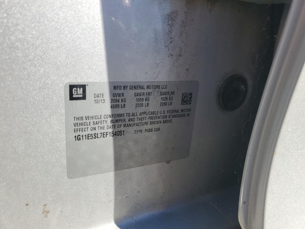 2014 Chevrolet Malibu 2Lt VIN: 1G11E5SL7EF154051 Lot: 85112205