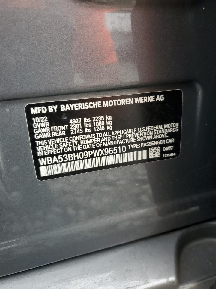 2023 BMW 530 I VIN: WBA53BH09PWX96510 Lot: 72027475