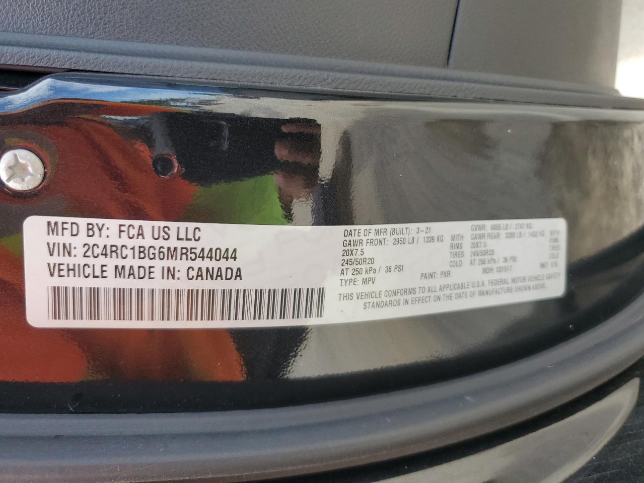 2021 Chrysler Pacifica Touring L VIN: 2C4RC1BG6MR544044 Lot: 84942575