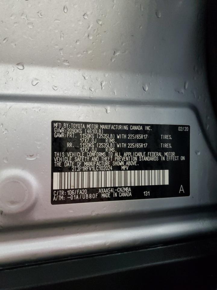 2020 Toyota Rav4 Xle VIN: 2T3P1RFV1LC102024 Lot: 86471065