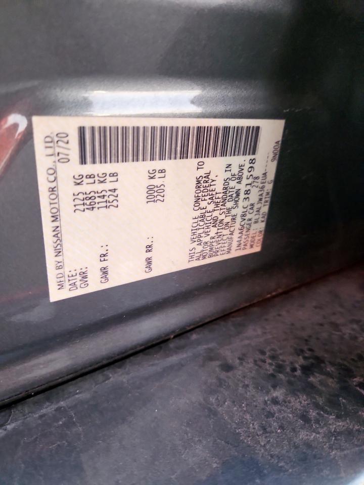 2020 Nissan Maxima Sv VIN: 1N4AA6CV8LC381598 Lot: 90542265