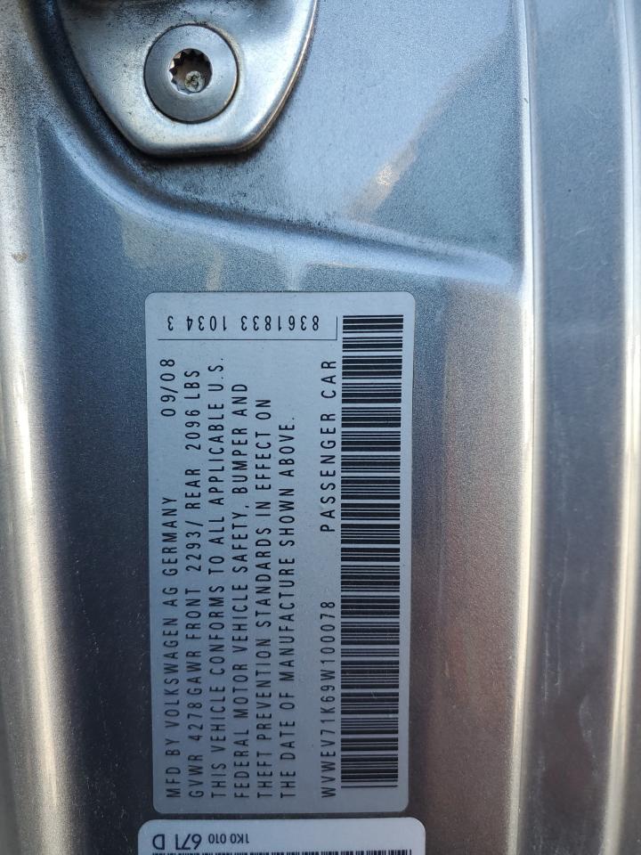 2009 Volkswagen Gti VIN: WVWEV71K69W100078 Lot: 82185665