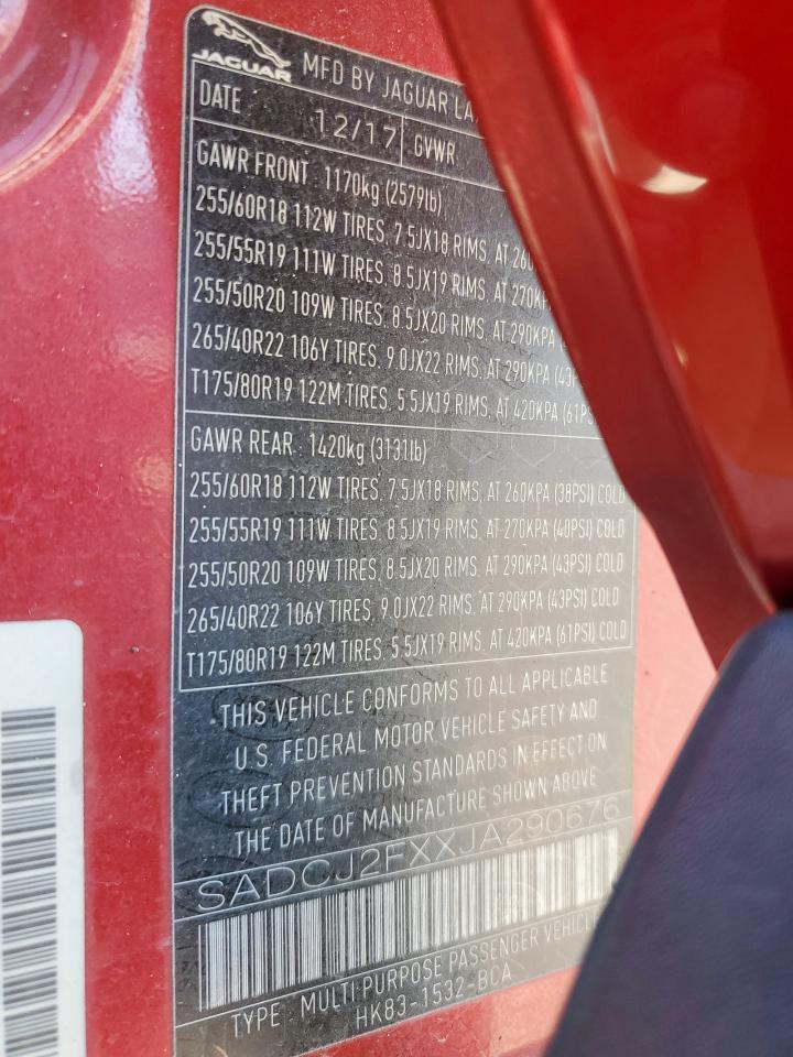 2018 Jaguar F-Pace Premium VIN: SADCJ2FXXJA290676 Lot: 82379715