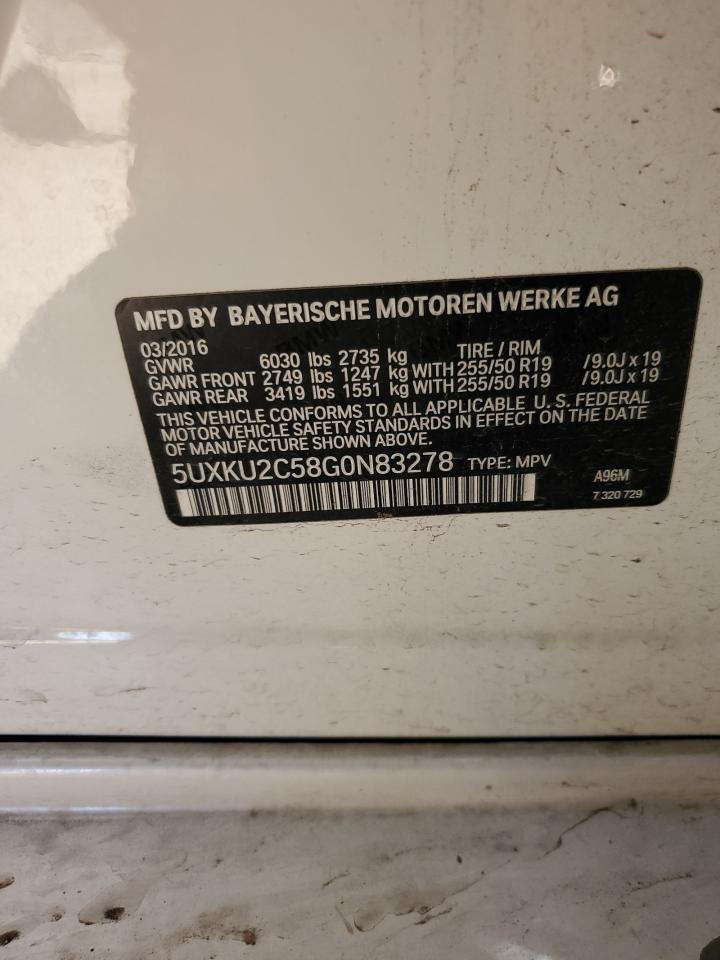 2016 BMW X6 xDrive35I VIN: 5UXKU2C58G0N83278 Lot: 82447865