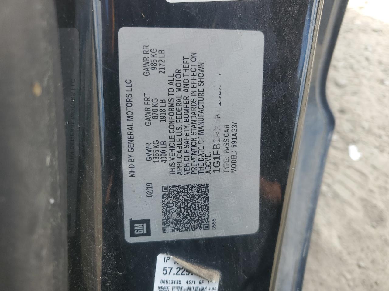 2019 Chevrolet Camaro Ls VIN: 1G1FB1RX5K0133259 Lot: 85319565