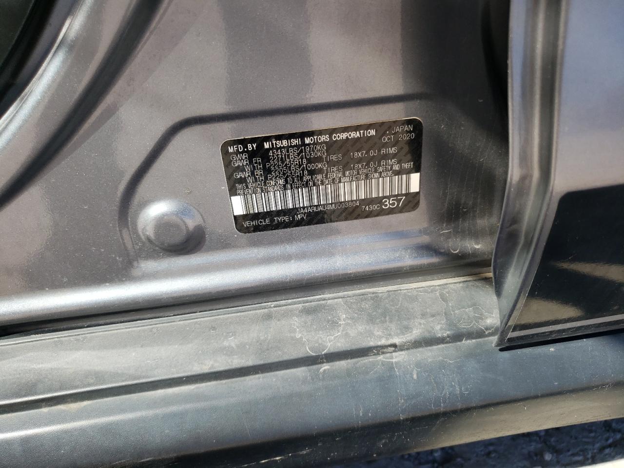 2021 Mitsubishi Outlander Sport Es VIN: JA4ARUAU4MU003804 Lot: 84013905