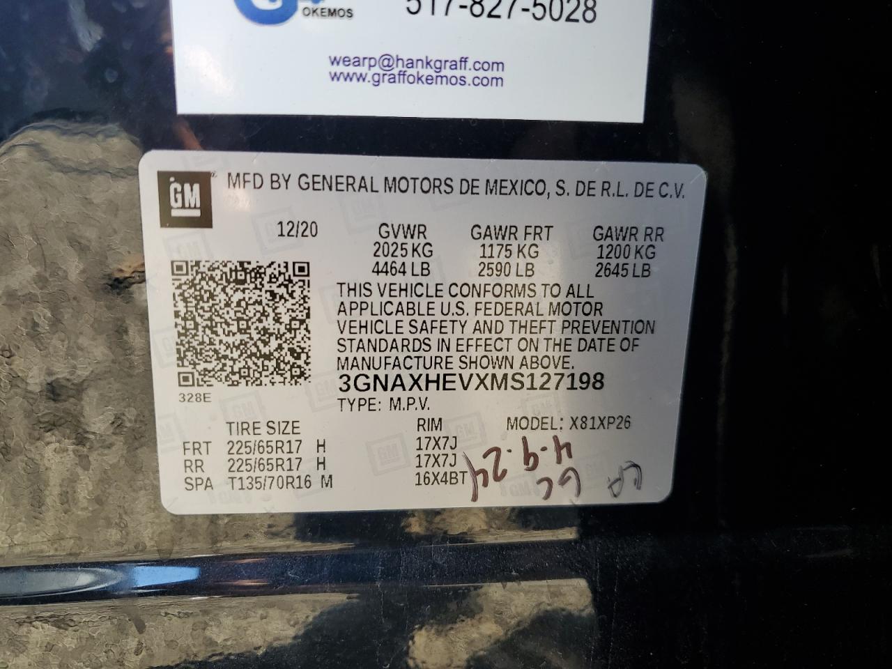 2021 Chevrolet Equinox Ls VIN: 3GNAXHEVXMS127198 Lot: 82447825